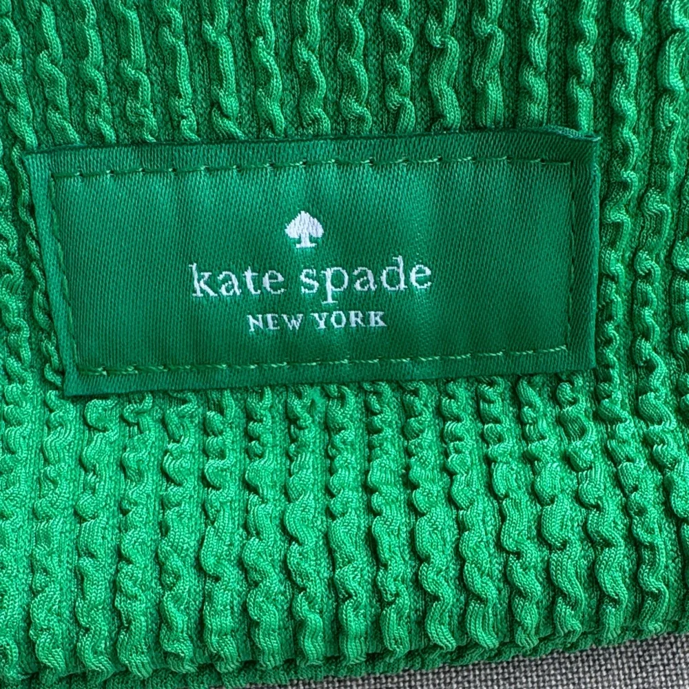 kate spade green woven cosmetic pouch